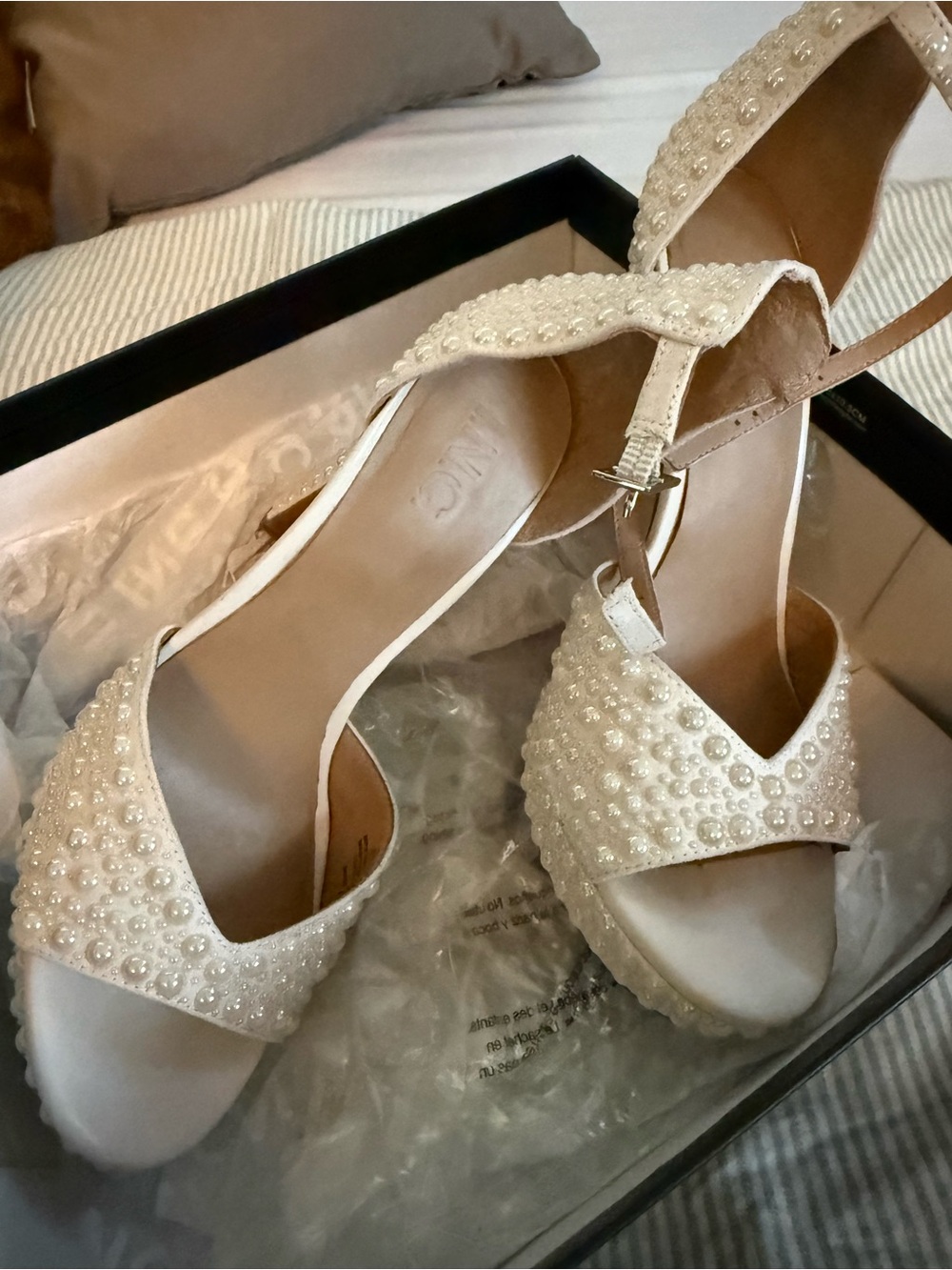 Pearl-Embellished Ivory Women’s Dress Sandals